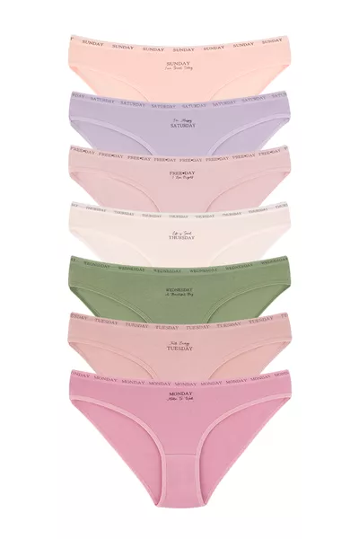 سروال داخلي نسائي قطني مطاطي مضغوط على مدار 7 أيام 