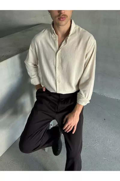 Men's Oversized Linen-Look Shirt