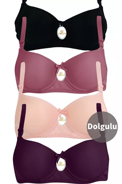 طقم صدرية نسائية مكون من 4 قطع مع أسلاك وحشوة ودعم