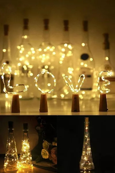 Paddenstoelvormige LED-fles 2 meter feeënlicht inclusief batterijen, 1 stuk