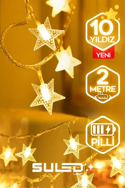 ضوء ديكوري LED بطول 3 أمتار يعمل بالبطارية مع  نجمة، إضاءة نهارية للزينة والحفلات
