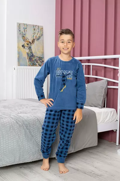 New Season Fall/Winter Boys' Skate Pattern Fleece Pajama Set 
