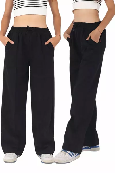 بنطال رياضي للفتيات الصغيرات بطول أنبوب مزدوج