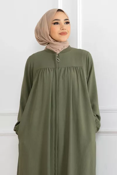 Hooded Mevlana Cut Daily Abaya Olive