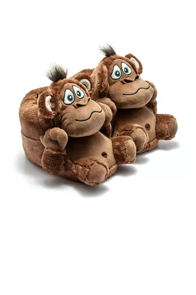 حذاء منزلي للجنسين بنقشة حيوانات - حذاء منزلي جديد للموسم مع قرد