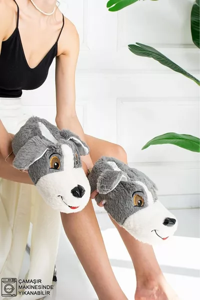 Unisex Dog Figurine House Slippers Non-Slip Quiet Soles Home Slippers