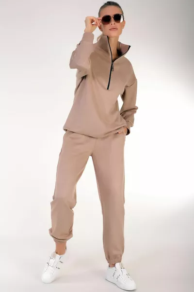 Замшевый воротник специального дизайна Длинный спортивный спортивный спортивный костюм для бега