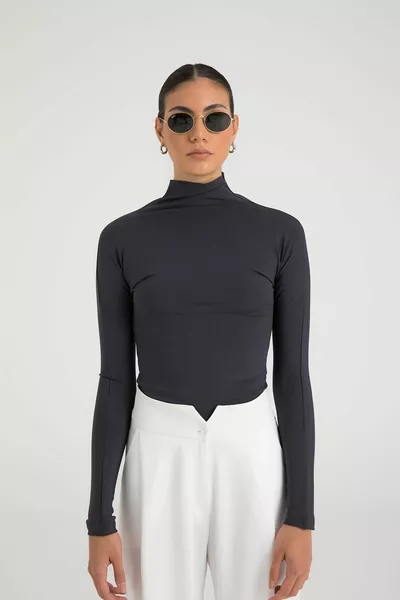 Blusa Soft Touch Mezzo Collo Fumé