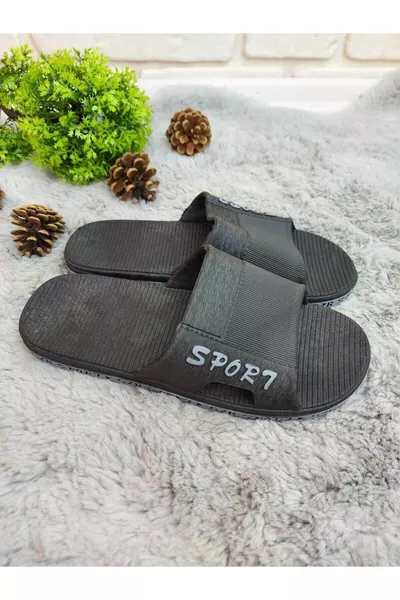 - Semelle antidérapante, Chaussons noirs - gris pour la salle de bain, le balcon, la piscine, la mer, la plage