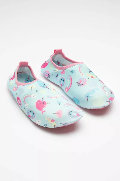 Multicolored Girls' Blue Unicorn Sea Shoes
