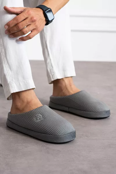 Унисекс чехли с велурена подплата, памучен рипсен десен, мека подметка и вътрешен пух