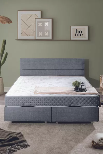 Sofia Double Bed Base and Headboard Letto Bedroom Set Gray