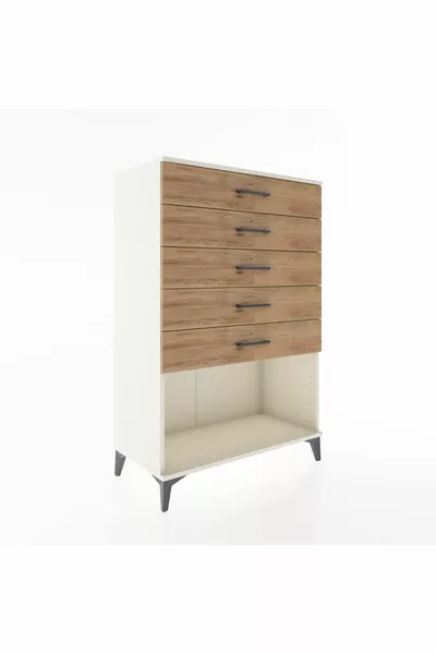 خزانة هايبريون بخمسة أدراج من حجر القمر والصنوبر