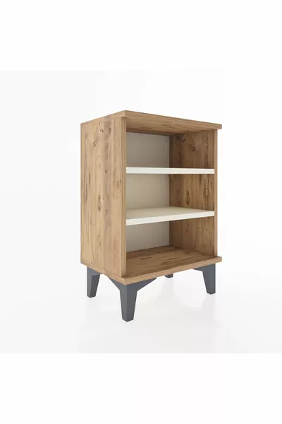 أرجس كومودين 2 رفوف صنوبر-حجر عسلي