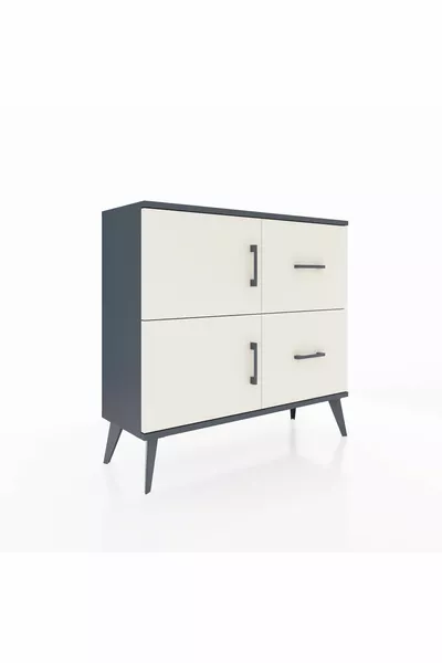 خزانة أرجيس مع رف واحد، درجين، بابان، أنثراسيت-حجر العقيق