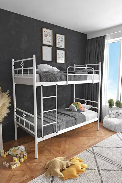 Коза Ранца Метален Легло Двуетажно с Бяло Съвместимо Разделяемо Легло