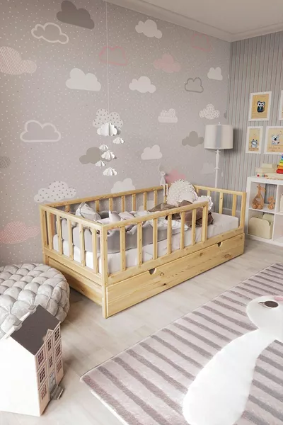 Unisex Montessori Baby- en Kinderbed Natuurlijk Hout LHAYMK