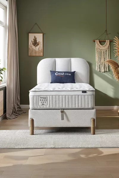 Bohem Prime Single Sleep Set – Pocket Spring Mattress, Storage Base, Headboard 3-Piece Set