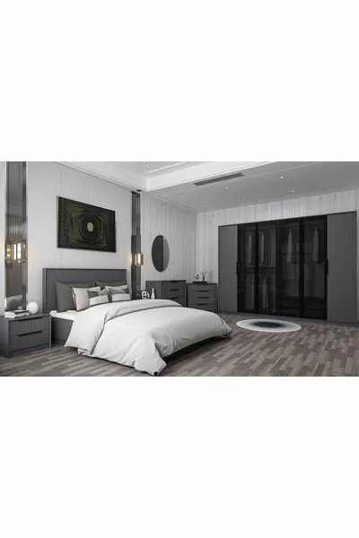 Kale Luxe Bedroom Set - Anthracite Set 2