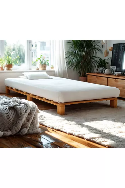 cm X cm Solid Wood Platform Bed Walnut Color cm X cm Solid Walnut Color