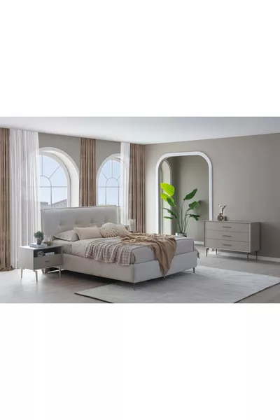 PANDOR NOX BEDROOM SET WITH GLASS, CORNER MODULE, CREAM