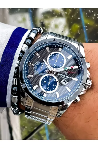Silver Strap Original Luxury Men's Steel Watch with All Functions Active, Date Feature, with Bracelet Gift
