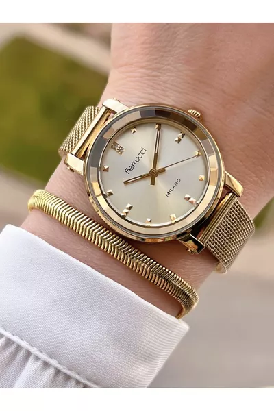 سوار جديد ذهبي بسوار فولاذي مضفر، لا يتغير لونه، مقاوم للماء، مع هدية سوار