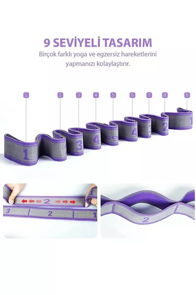 شريط تدريب الجمباز الاحترافي مع 9 مستويات للمقاومة لليوغا والبيلاتس والتمارين الرياضية المرنة