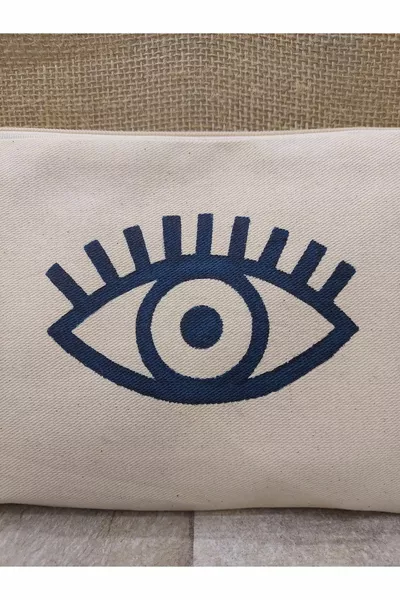 Tahta Baskı Göz Desenli Clutch ,portföy Çanta,makyaj Çantası