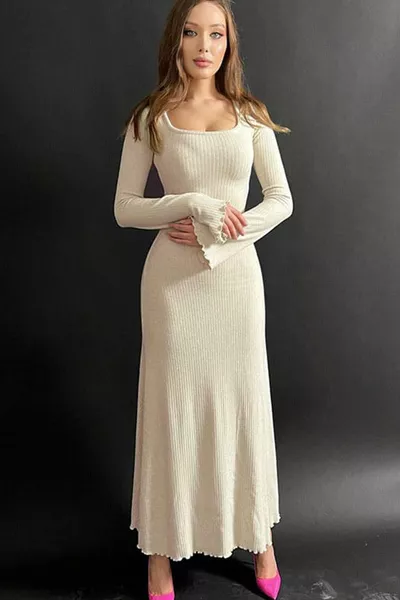 المرأة Ecru U الرقبة القذرة غرزة Camisole اللباس