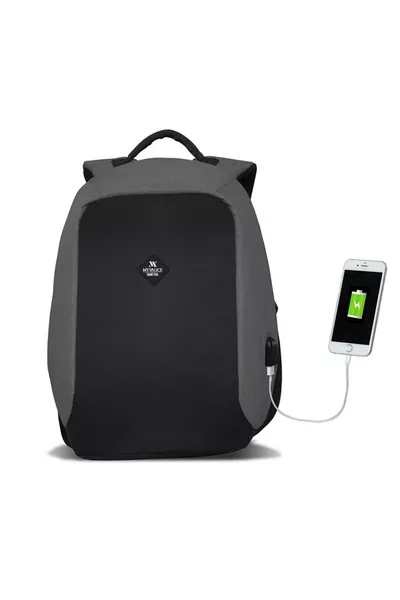 Smart Bag Secret USB Ladeanschluss Intelligenter Laptop-Rucksack Grau