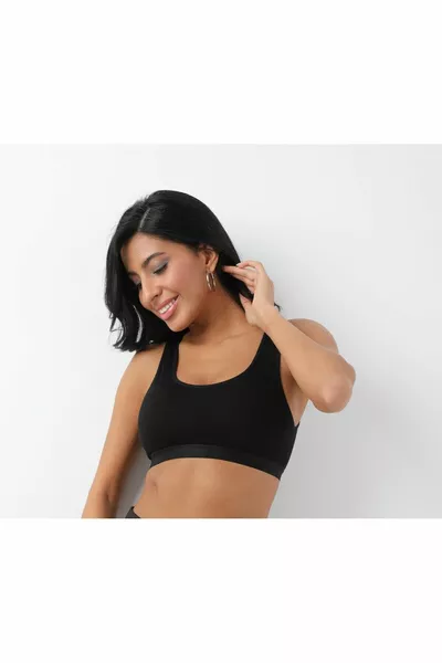 Black Wide Thick Strap Padded Sports Women's Bra