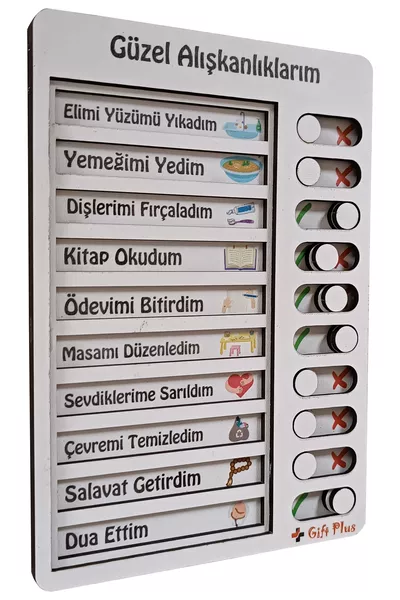 Дървени Красиви Навици-Месечен Списък с Рутинни Задачи-Контролен Списък-Образователна Играчка