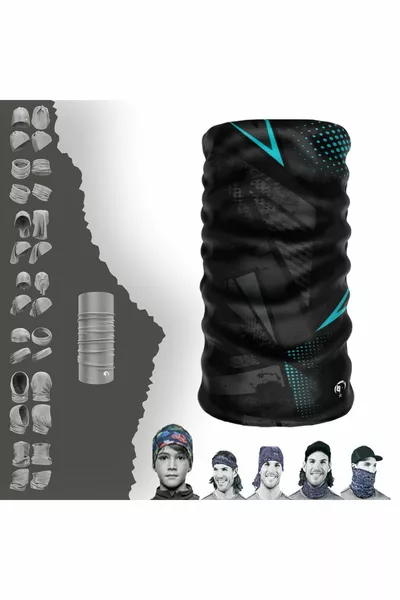 Геометрична триъгълна синя безшевна тръбна яка бандана буф