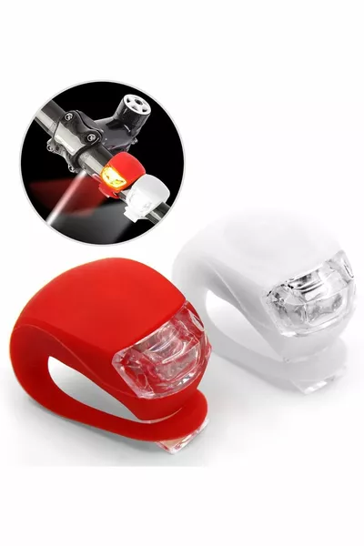 مجموعة ضوء أمامي دراجة سكوتر LED بثلاث وظائف مع وميض (أحمر-أبيض) - مقاوم للماء - مجموعة وامضة