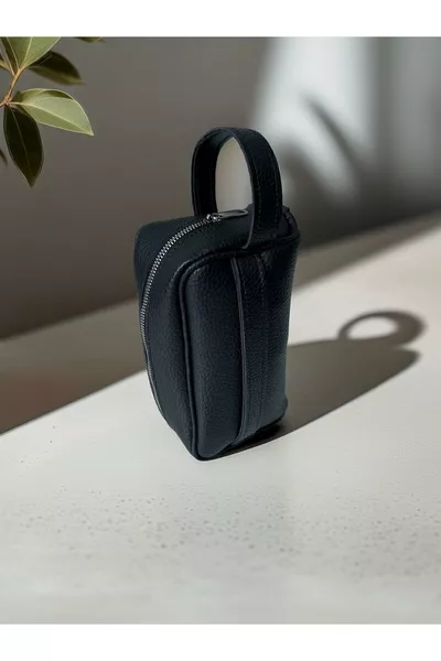 Men's Double Handle Leather-Look Handbag - Black