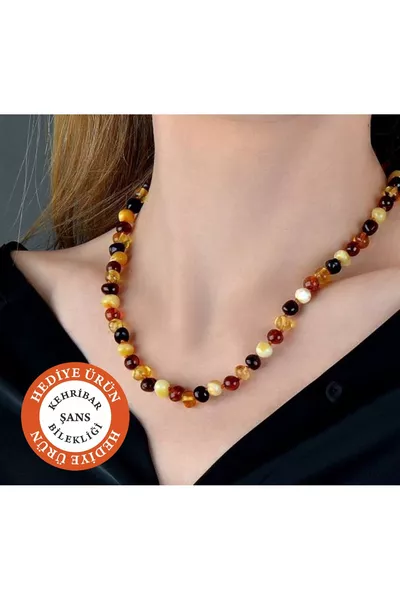 عقد كهرمان دائري أصلي مع شهادة جميع المقاسات