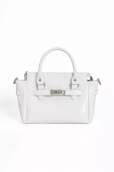 Kadın Beyaz Yeni Sezon Tokalı Çapraz Askılı El Ve Omuz Çanta