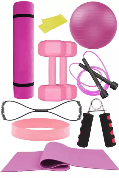 9 Parçalı Pilates Ve Fitness Seti Pilates Minderi, Dambıl, Squat Band Ve Daha Fazlası!