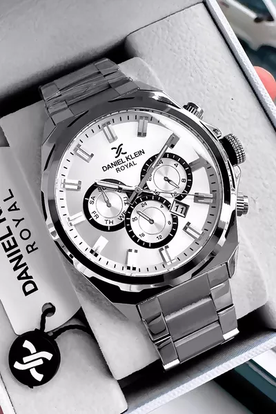 Montre Homme Royal Étanche 3 ATM avec Bracelet en Acier Argenté, Livrée avec Bracelet en Cadeau