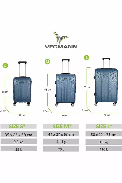 Vegmann Vela Unzerbrechliches Robustes 3-teiliges Koffer-Set & Reisekofferset
