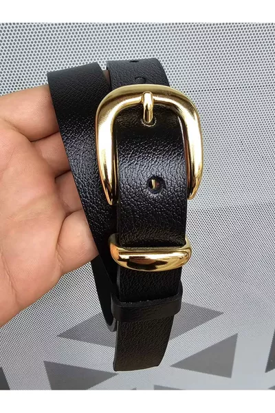 طقم حزام نسائي من جلد أصلي % باللونين الأسود والبني الداكن