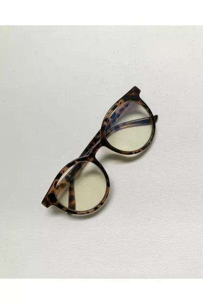 نظارات زجاجية شفافة بفلتر الضوء الأزرق بنقشة الفهد