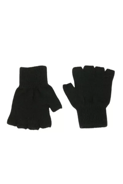 Gants Tricotés d'Hiver Sans Doigts Mi-Doigts pour Enfants Unisexe, Noir, Taille 9 -  Ans