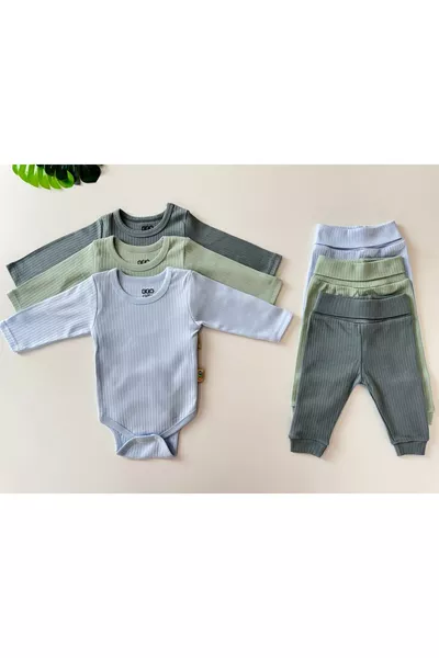 طقم أطفال أساسي من القطن للأطفال، للجنسين، مكون من قطعة علوية وبنطال، ثلاث قطع