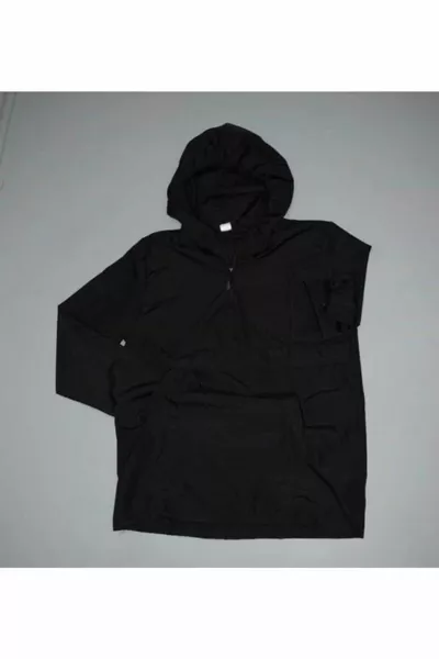 Unisex Black Lightweight Kangaroo Pocket Raincoat