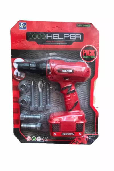 Children's Red Battery-Powered Drill Repair Kit