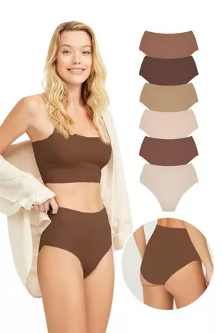 High Waist Basic Laser Cut Bikinislip 6 Stuks Pakket-2