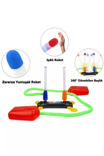 Air Rocket Duel Toy Set with 2 Light-Up Rockets and 2 Spare Non-Illuminated Rockets