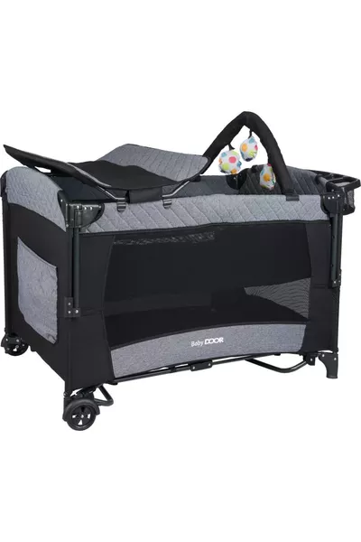 ميا كومفورت سرير لعب للأطفال بجانب الأم + سرير رمادي